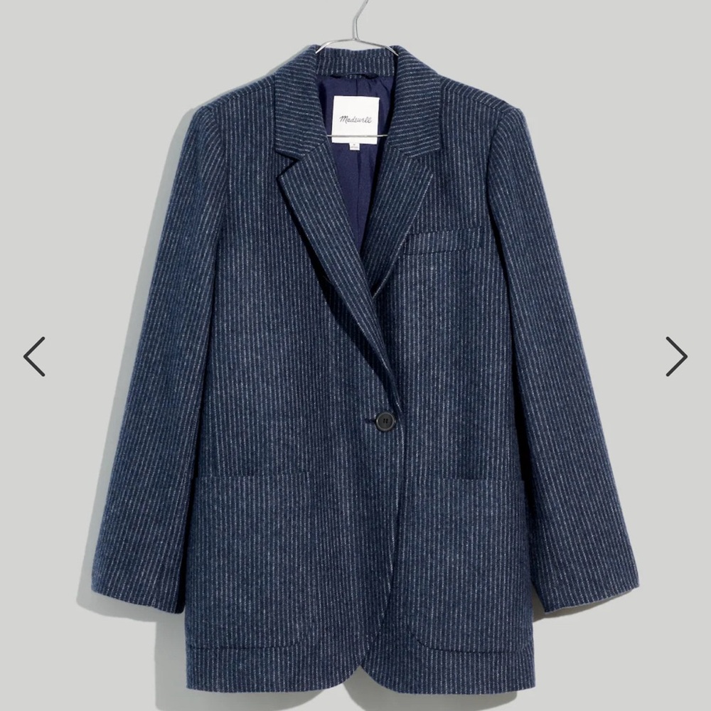 Madewell Brushed Larsen Double Breasted Blazer in Pinstripe